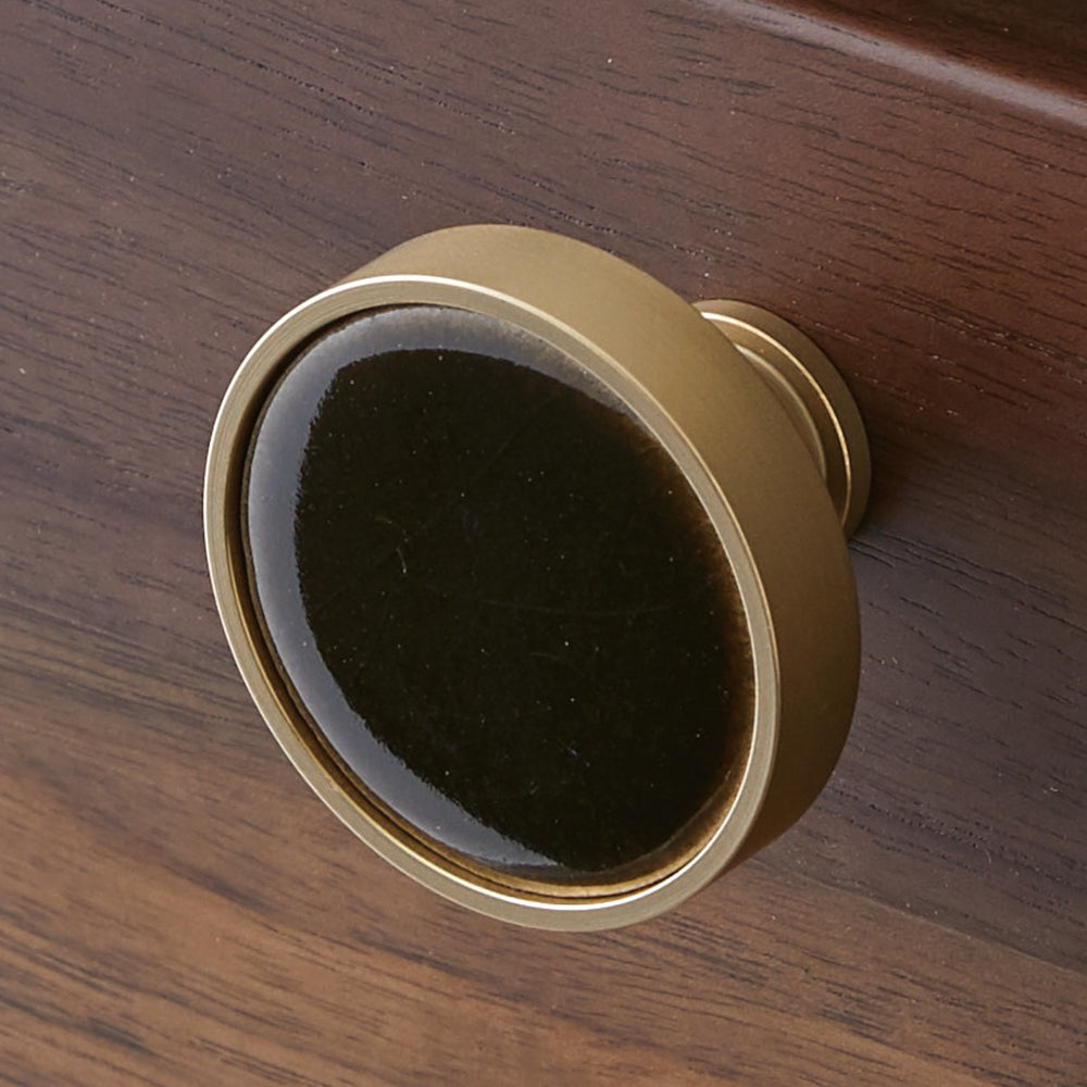 真鍮×陶磁器つまみ（黒）