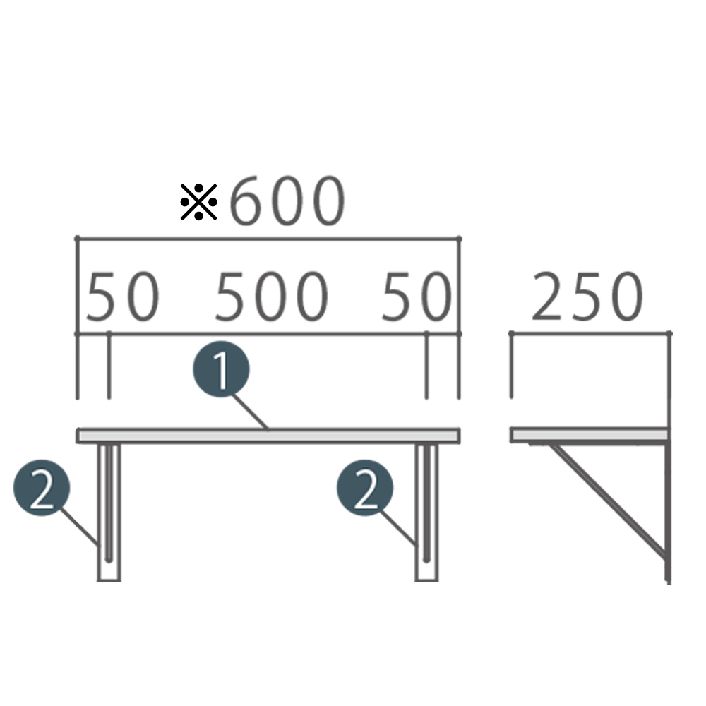 メープルと黒いサンカクブラケットの棚 1段（幅小）【奥行250mm】 4